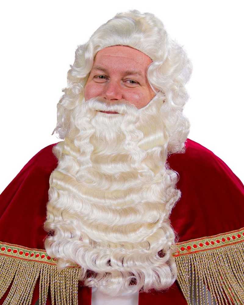 Ensemble Barbe & Perruque de Saint Nicolas – Blanc Ondulé Luxueux Ensemble Barbe & Perruque de Saint Nicolas – Blanc Ondulé Luxueux
