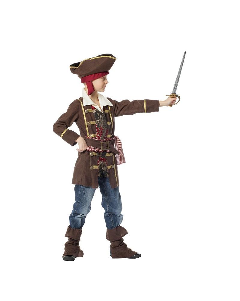 Déguisement Pirate Enfant – Chemise, Gilet, Pantalon, Chapeau, Ceinture, Cache-Œil, Épée – 4 Tailles (3-12 Ans)
