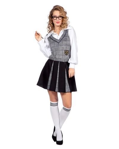 Tenue d'écolière à carreaux gris