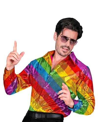 Chemise à paillettes arc-en-ciel
