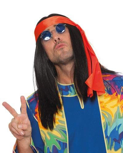 Perruque Hippie noir "homme"
