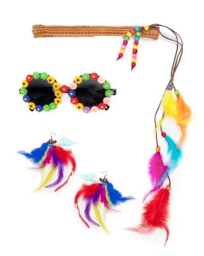 Set Hippie "lunettes, boucles et bandana"