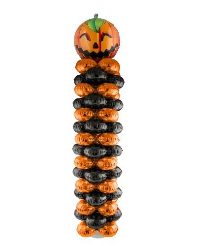 Support avec 16 ballons alu Halloween citrouille