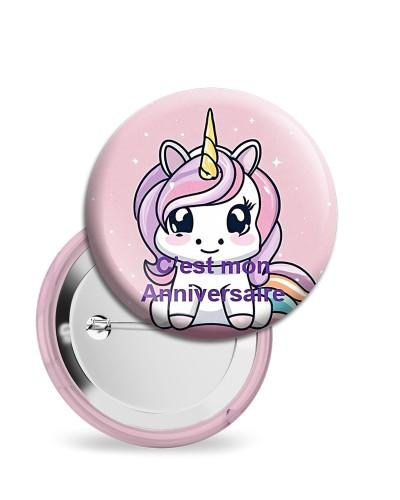 Badges Anniversaire "Licorne" 58 mm
