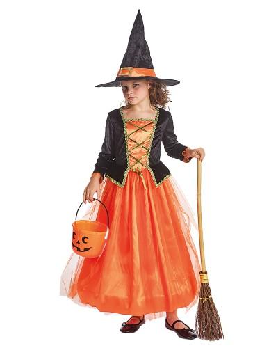 Costume Robe de Sorcière avec chapeau Orange