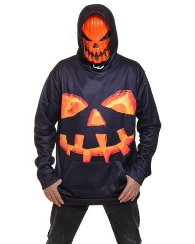 Sweat zippé + masque tête citrouille assorti