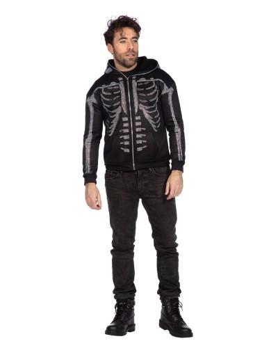 Sweat à capuche squelette strass