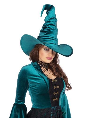 Chapeau de sorcière en velours vert