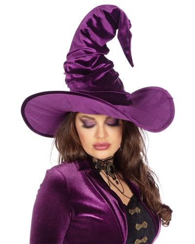 Chapeau de sorcière en velours violet