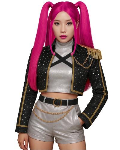 Perruque rose Pink Charm avec couettes – Cosplay ou K-pop