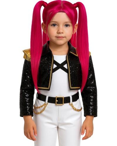 Perruque rose Pink Charm avec couettes – Cosplay ou K-pop enfant