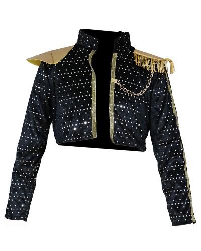 Déguisement Pop-Star Silver Leader Fille – Costume K-pop avec veste à paillettes et short argenté