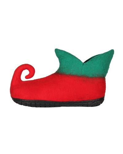 Chaussons de lutin Deluxe – Rouge & vert à bout recourbé