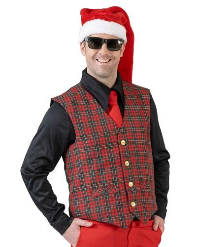 Gilet de Noël homme à carreaux rouges