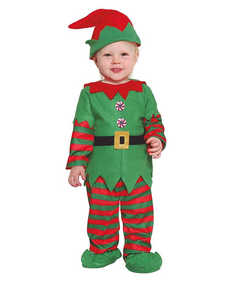 Déguisement Elfe de Noël bébé – Chapeau, chemise, pantalon et couvre-pieds