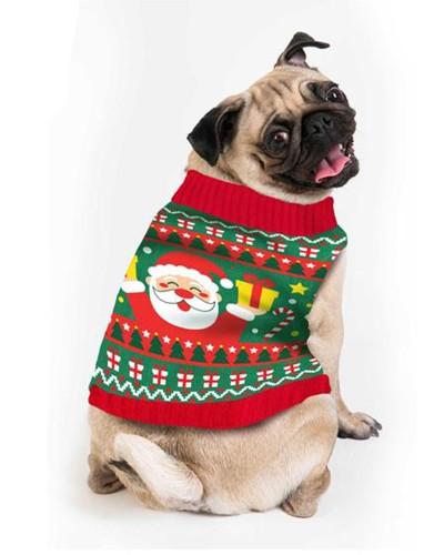 Pull de Noël pour chien – Motif Père Noël et cadeaux