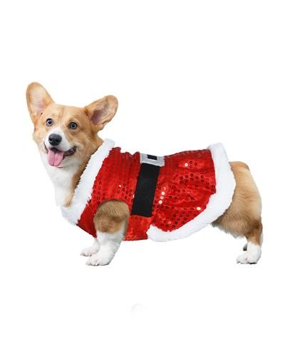 Costume de Noël pour chien – Tenue Père Noël à paillettes rouges