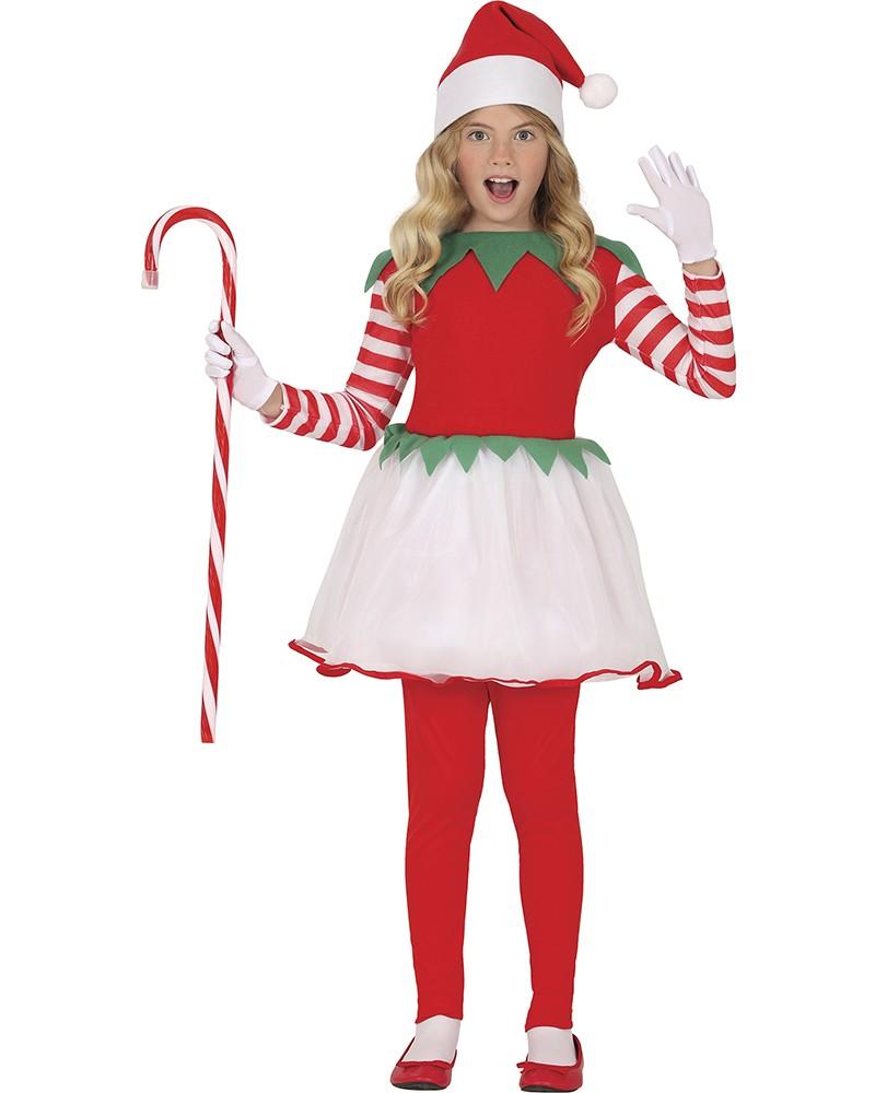 Déguisement Miss Elfe de Noël enfant – Robe, pantalon et chapeau