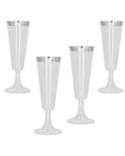 Set de 4 flûtes à champagne argentées en plastique