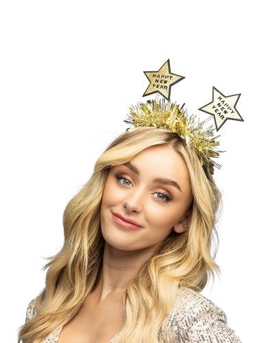 Diadème « Happy New Year » dorée – Accessoire de fête