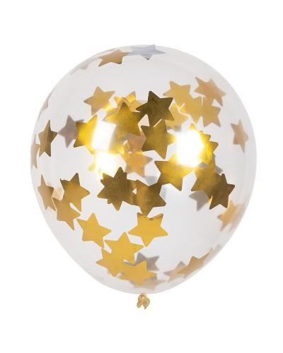 Set de 5 ballons confettis étoiles or – Ø 30 cm