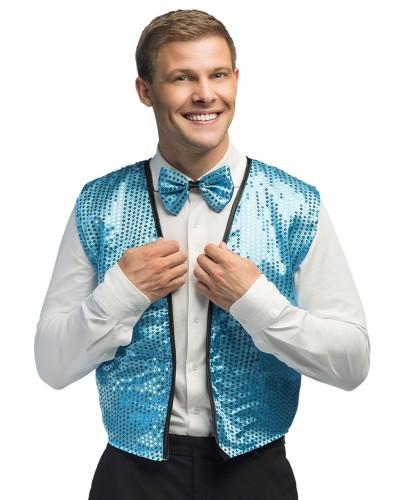 Gilet et nœud papillon pailleté bleu