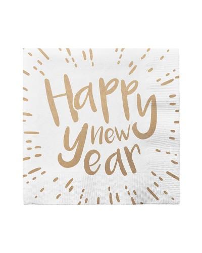 Set 20 serviettes papier "Happy New Year" (33 x 33 cm)