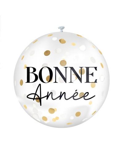 Ballon confettis géant Bonne Année – Doré (Ø 100 cm)