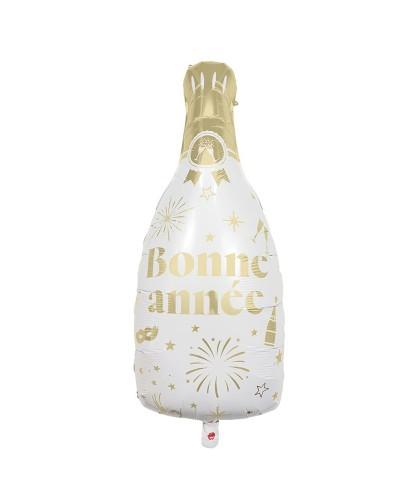 Ballon métallique bouteille "Bonne Année" – Champagne doré (86 cm)