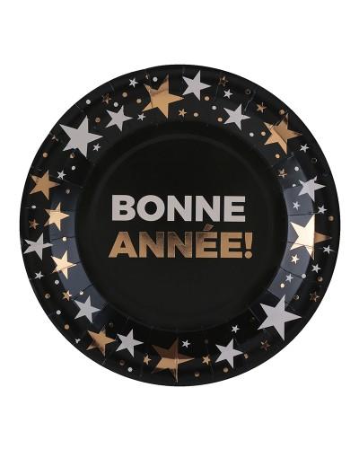 Assiettes carton Bonne Année  – Ø 22,5 cm – Lot de 10