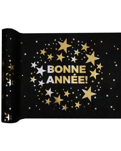 Chemin de table Bonne Année – Noir & Or – Rouleau 5 mètres