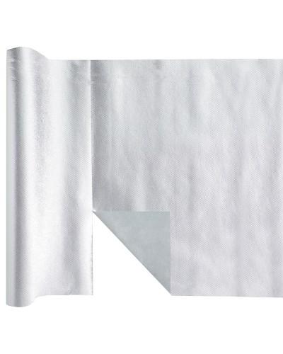 Chemin de table métallique prédécoupé Harmony – Argent – 4,8 m x 40 cm