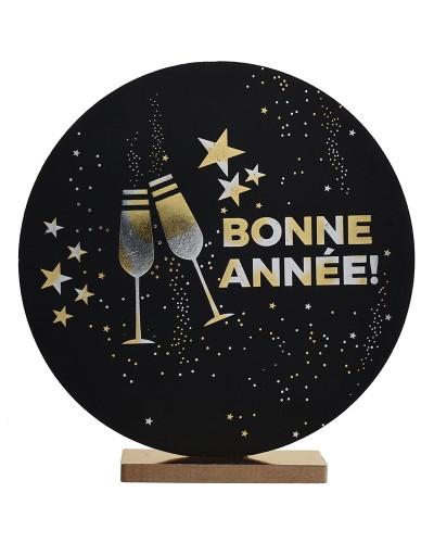 Décoration en bois Bonne Année Champagne – 20,5 cm
