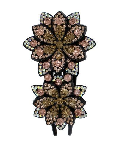Pince à cheveux Double fleur scintillante