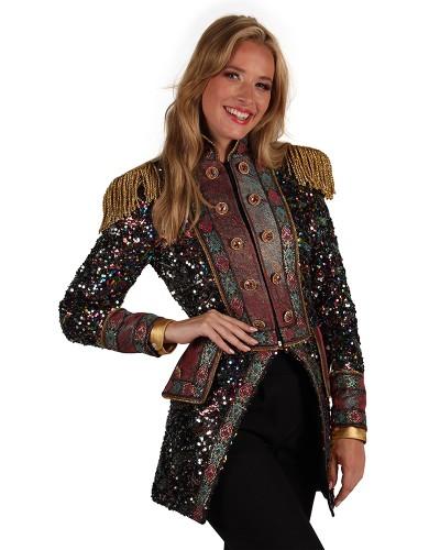 Veste femme à paillettes noires et dorées
