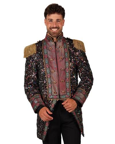 Veste homme à paillettes noires et dorées