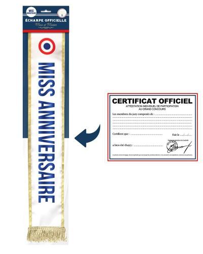 Écharpe Miss Anniversaire avec certificat officiel humoristique