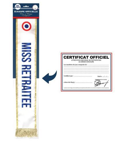 Écharpe Miss Retraitée avec certificat officiel humoristique