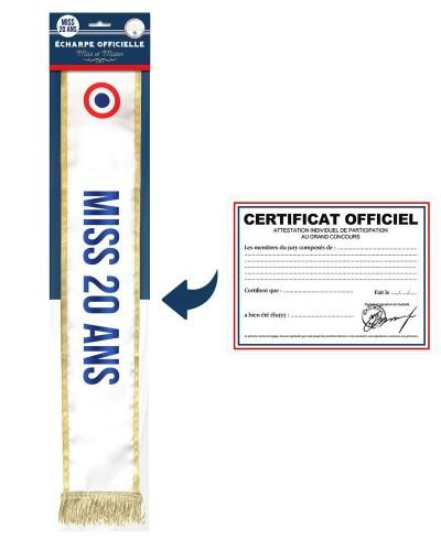 Écharpe Miss 20 Ans avec certificat officiel humoristique