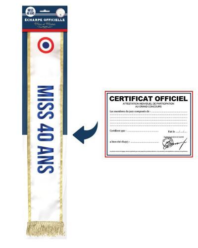 Écharpe Miss 40 Ans avec certificat officiel humoristique