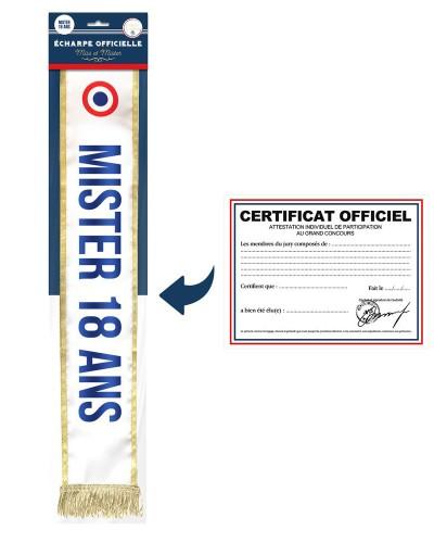 Écharpe Mister 18 Ans avec certificat officiel humoristique