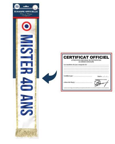 Écharpe Mister 40 Ans avec certificat officiel humoristique
