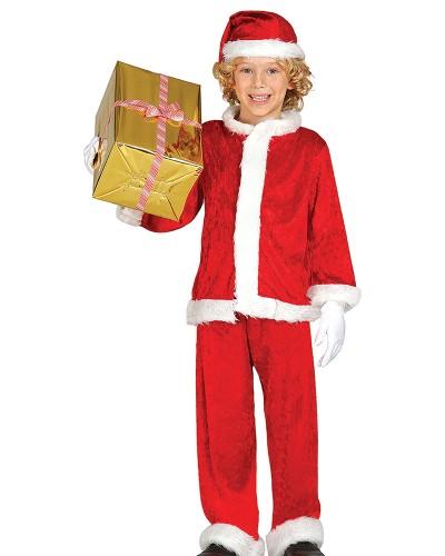 Déguisement Père Noël Enfant en velours rouge
