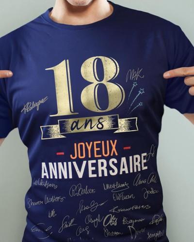 T-Shirt Âge à dédicacer 18 Ans – Joyeux Anniversaire