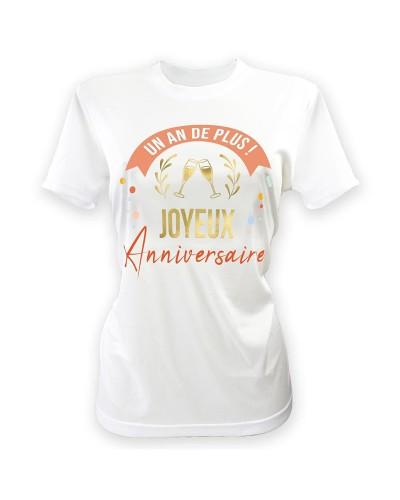 T-shirt à dédicacer Femme – Joyeux Anniversaire Blanc & Doré