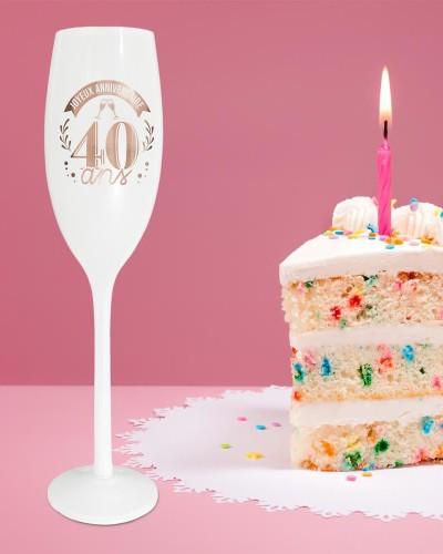 Flûte anniversaire 40 ans – Blanche et rose doré