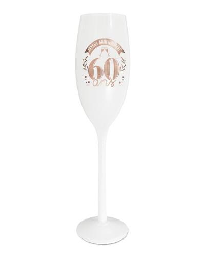 Flûte anniversaire 60 ans – Blanche et rose doré