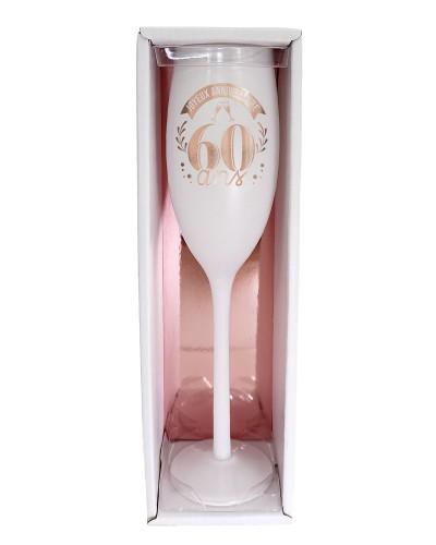Flûte anniversaire 60 ans – Blanche et rose doré