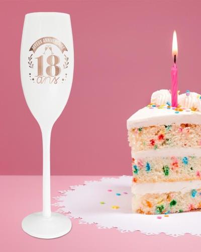 Flûte anniversaire 18 ans – Blanche et rose doré