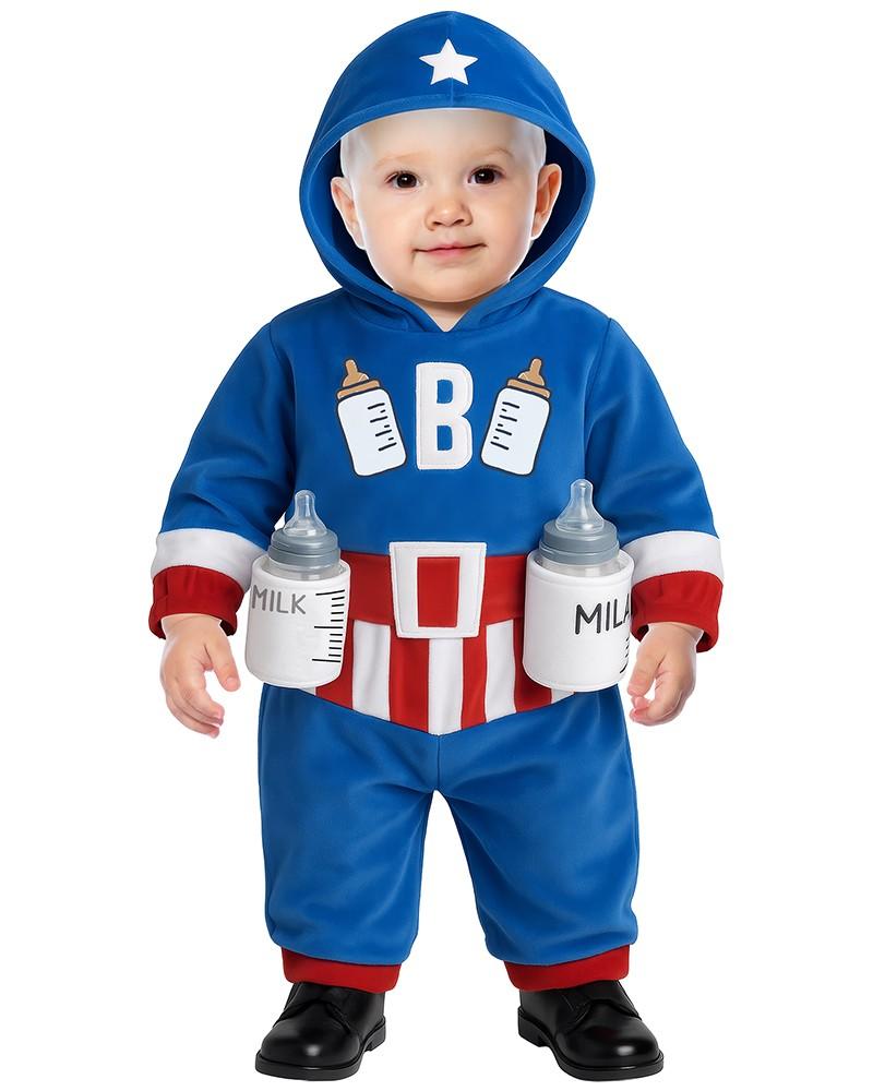 Déguisement Bébé Captain Milk – Combinaison avec Capuche et Porte-biberons